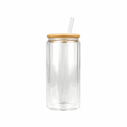 Custom 15 oz Clear Double-Wall Glass Can