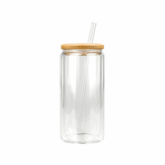 Custom 15 oz Clear Double-Wall Glass Can