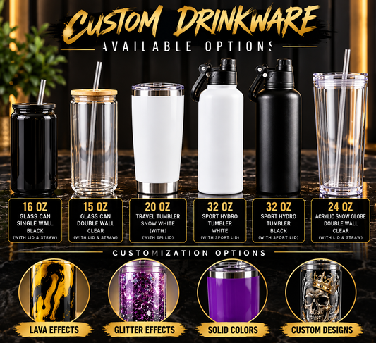 Custom Drinkware Available Options